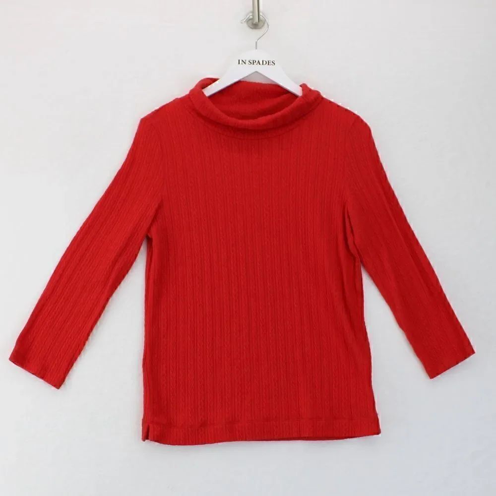 Jones New York Womens Dots Jacquard Sweater Scarlet Apple and Jones White Small